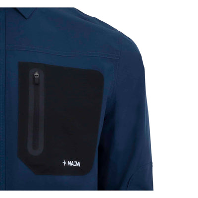 CAMISA NAVEGANTE ML AZUL CON NEGRO