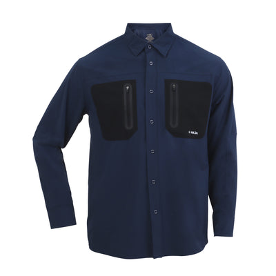 CAMISA NAVEGANTE ML AZUL CON NEGRO