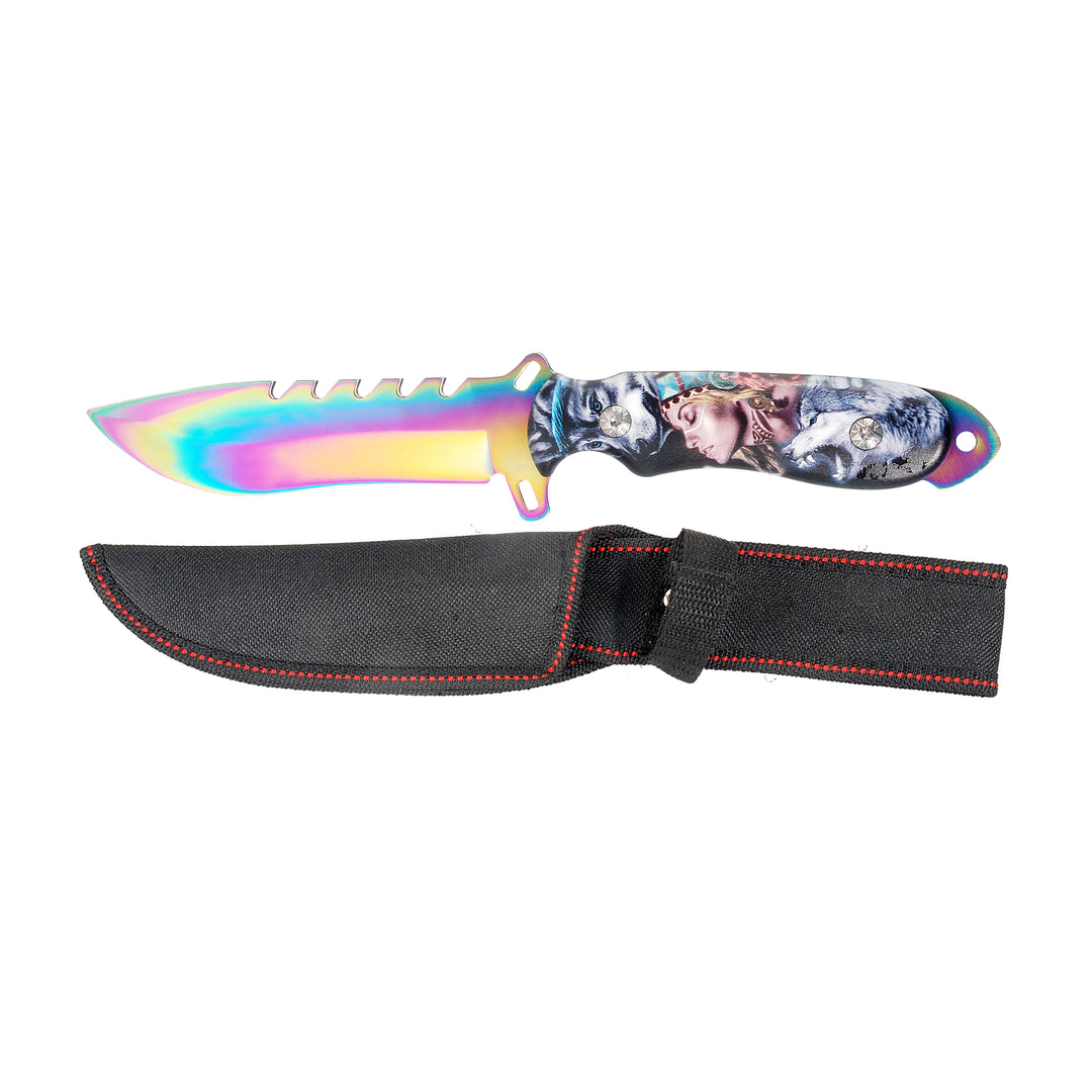 CUCHILLO 5 1/2" TORNASOL LOBO CON FUNDA LION TOOLS