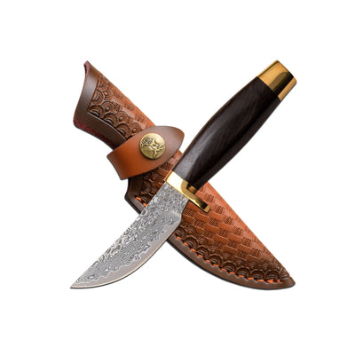 CUCHILLO ELK RIDGE 7.50" DAMASCO BROWN WOOD