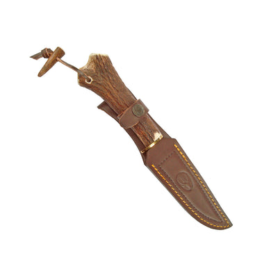 CUCHILLO GRED-13H MUELA CUERNO CIERVO 130mm FUNDA PIEL MARRÓN