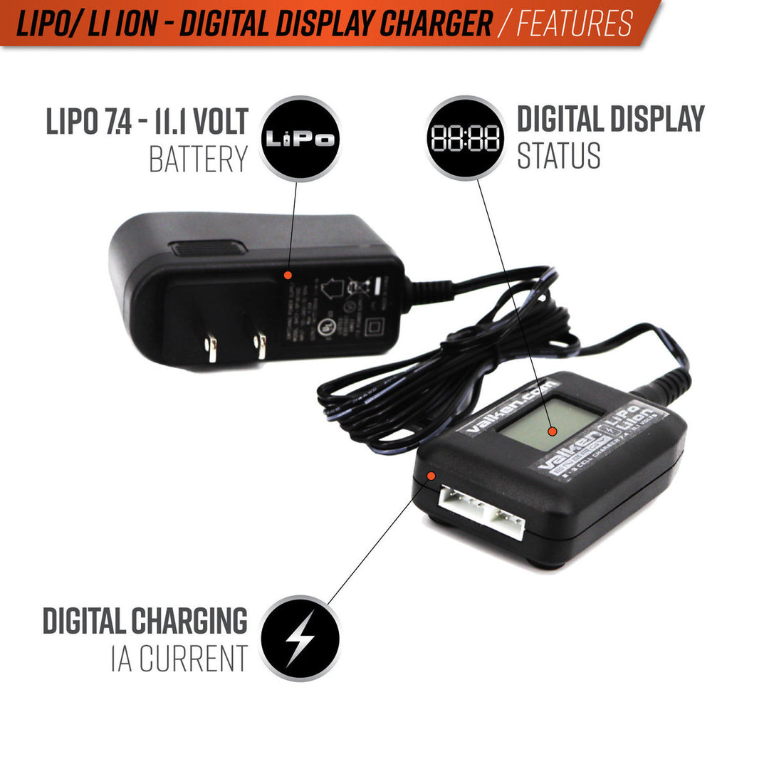 Cargador Valken inteligente con pantalla digital de iones de litio de 2-3 cell