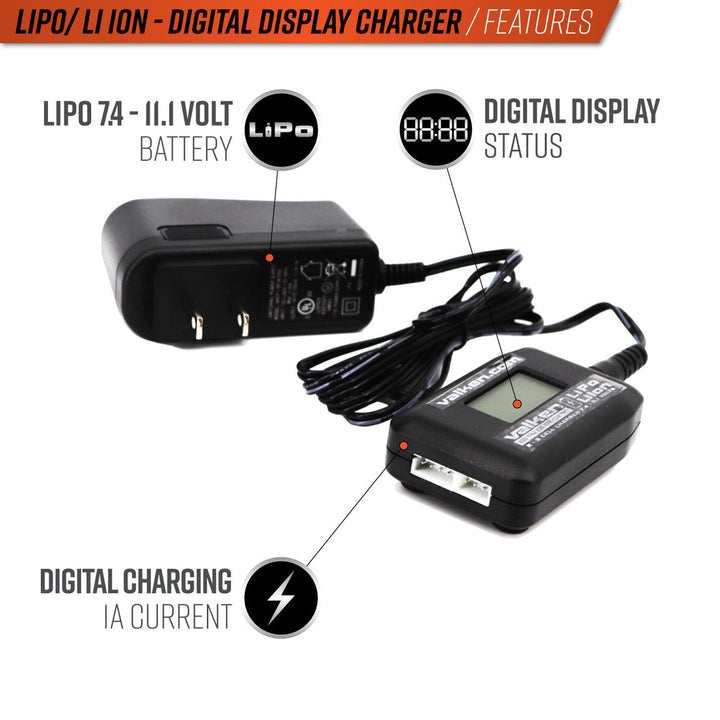 Cargador Valken inteligente con pantalla digital de iones de litio de 2-3 cell