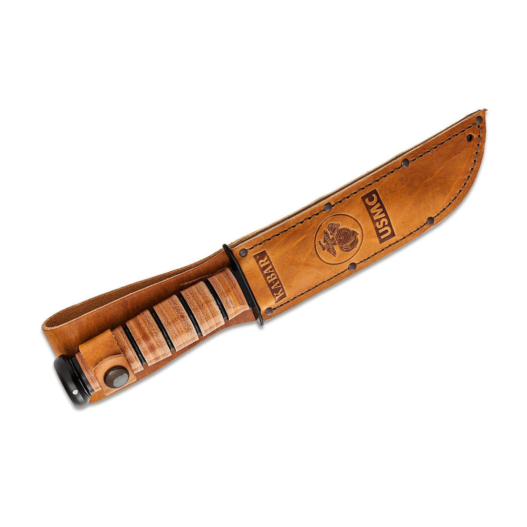 Cuchillo KA-BAR Full-Size USMC 7" Black Blade Leather Handle