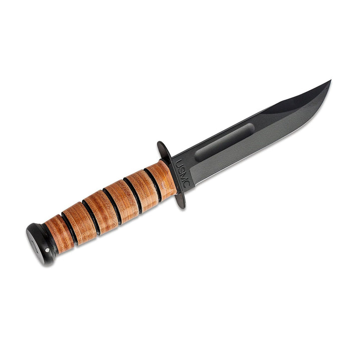 Cuchillo KA-BAR Full-Size USMC 7" Black Blade Leather Handle