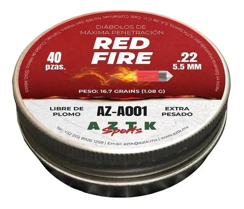 DIABOLO AZTK RED FIRE MAXIMA PENETRACION CAL. 5.5 ESTUCHE C/80
