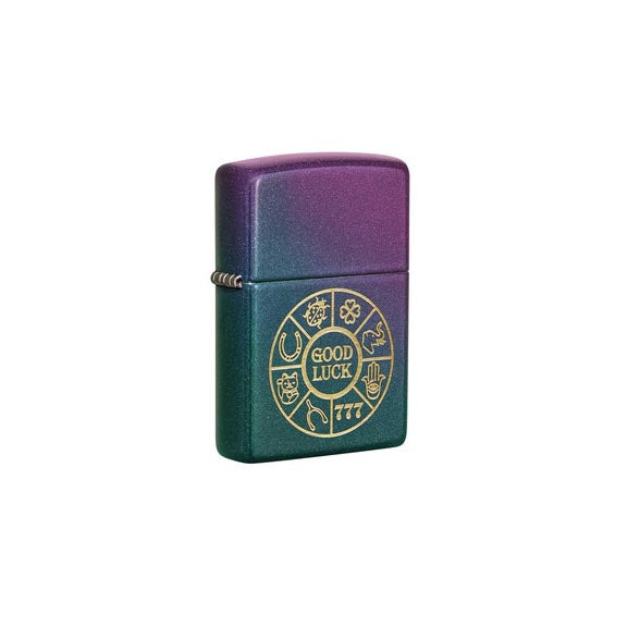 ENCENDEDOR ZIPPO TORNASOL DISEÑO SIMBOLOS DE SUERTE