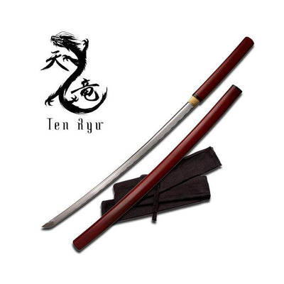 Espada Katana Samurai Ten Ryu Sword Rojo Guinda