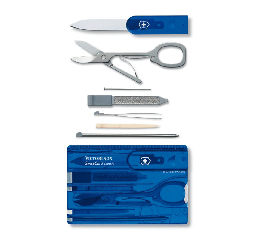 HERRAMIENTA SWISSCARD CLASSIC AZUL TRASNPARENTE