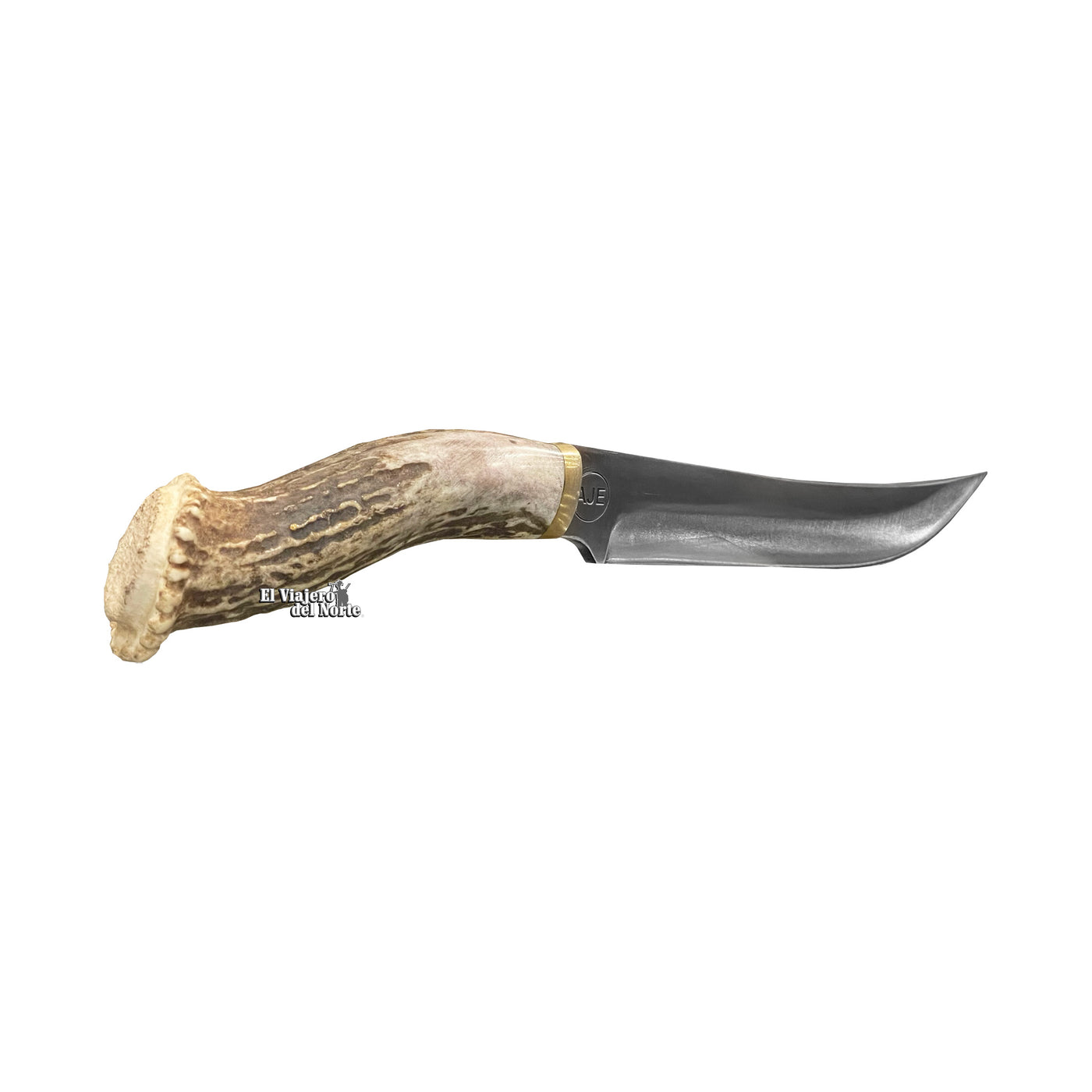 CUCHILLO AJE 6.6" PARRILLERO CAZADOR CUERNO DE VENADO CON FUNDA DE CUERO