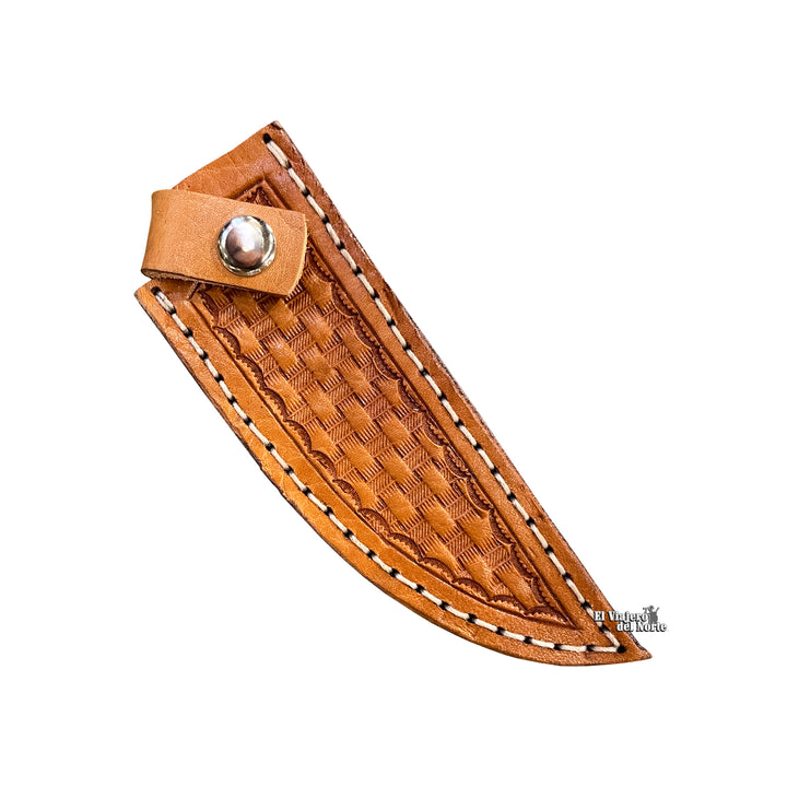 CUCHILLO AJE 6.1" PARRILLERO CAZADOR CUERNO DE VENADO CON FUNDA DE CUERO
