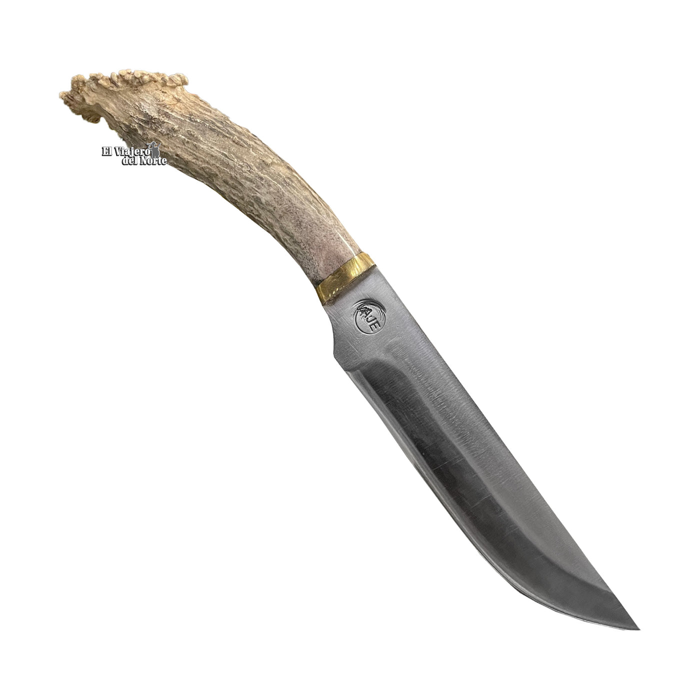 CUCHILLO AJE 6.9" PARRILLERO CAZADOR CUERNO DE VENADO CON FUNDA DE CUERO