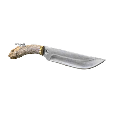 CUCHILLO AJE 6.9" PARRILLERO CAZADOR CUERNO DE VENADO CON FUNDA DE CUERO