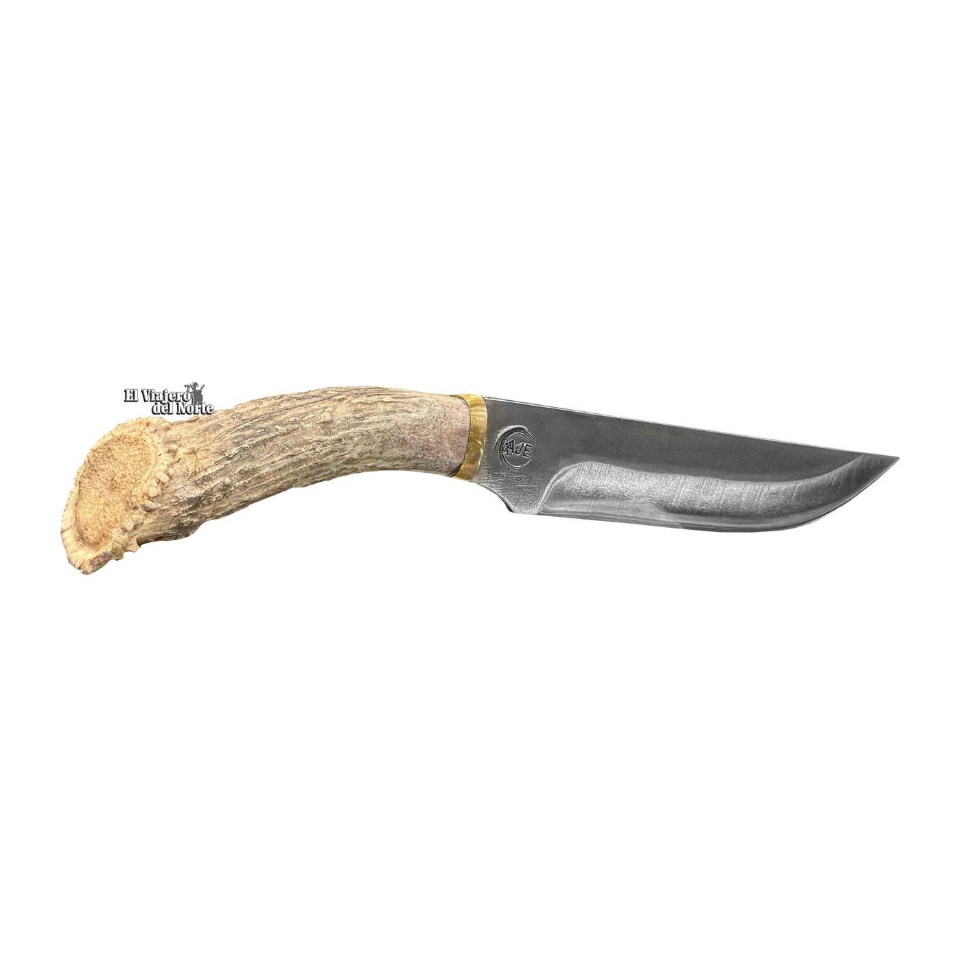 CUCHILLO AJE 6.9" PARRILLERO CAZADOR CUERNO DE VENADO CON FUNDA DE CUERO