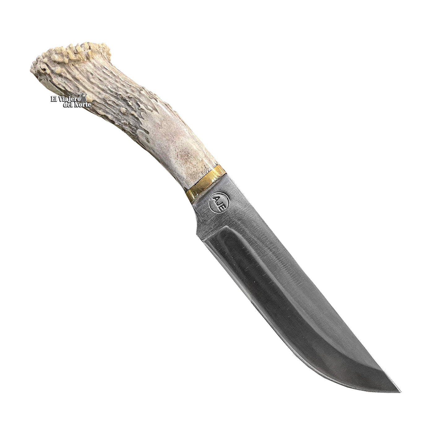 CUCHILLO AJE 6.8" PARRILLERO CAZADOR CUERNO DE VENADO CON FUNDA DE CUERO