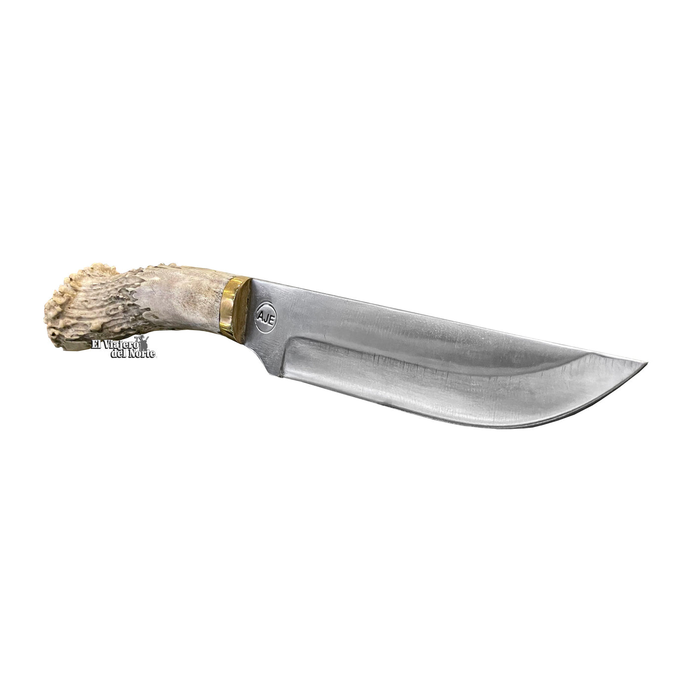 CUCHILLO AJE 6.8" PARRILLERO CAZADOR CUERNO DE VENADO CON FUNDA DE CUERO