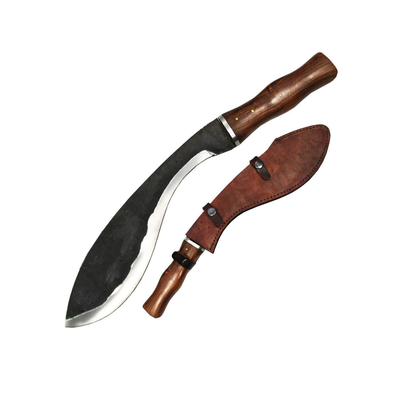 MACHETE 16.5" KUKRI ROSE WOOD CON FUNDA DE CUERO