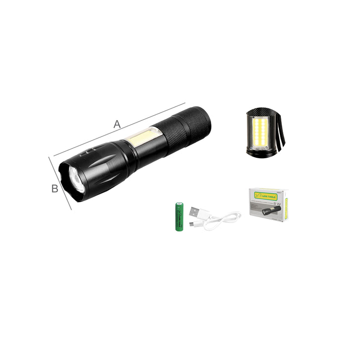 LINTERNA RECARGABLE ALUMINIO 8 W 800 LUMEN LION TOOLS
