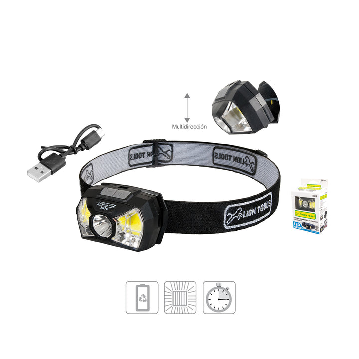 LINTERNA RECARGABLE de CABEZA LED T6 5W 3 usos