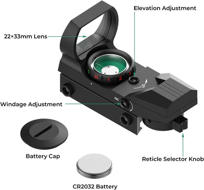 MIRA HOLOGRAFICA REFLEX 20MM VERDE ROJA