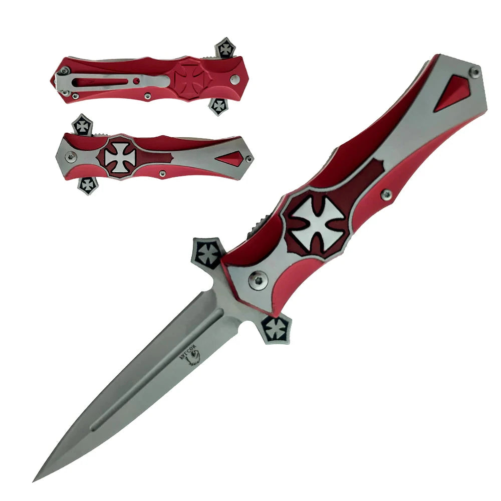 NAVAJA 4.5" CON MANGO CRUZADO RED/CROMADO