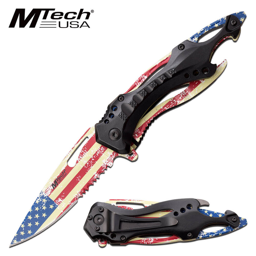NAVAJA APERTURA ASISTIDA MTECH USA MT-A705AF BANDERA USA - El Viajero del Norte