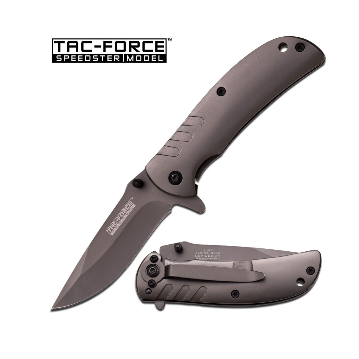 Navaja Tac-Force Spring Assisted 3.5" GREY TITANIUM COATED BLADE