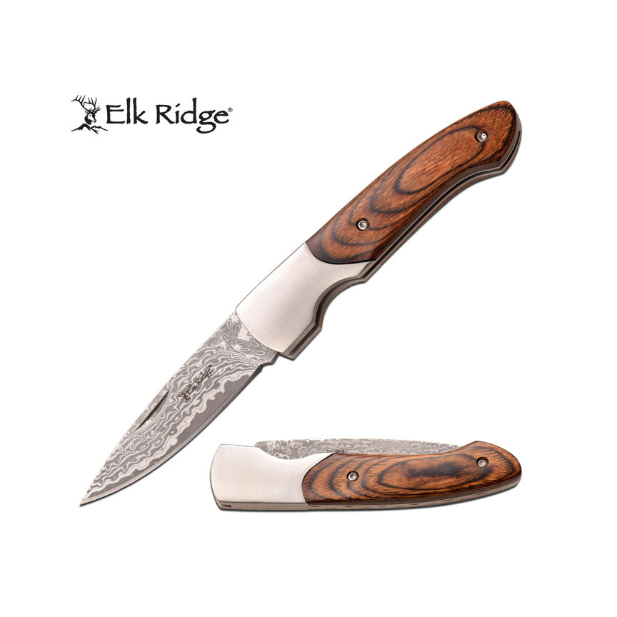 NAVAJA ELK RIDGE DAMASCUS 6.55" MANGO DE PAKKAWOOD PULIDO