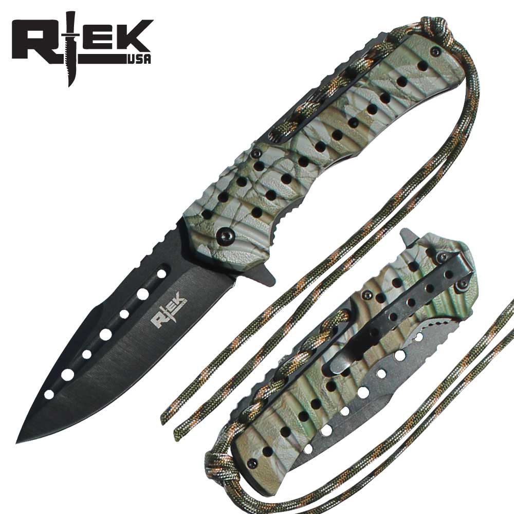NAVAJA RTEK ASSIST-OPEN TREE CAMO DE 4.5" CON MANGO TRENZADO