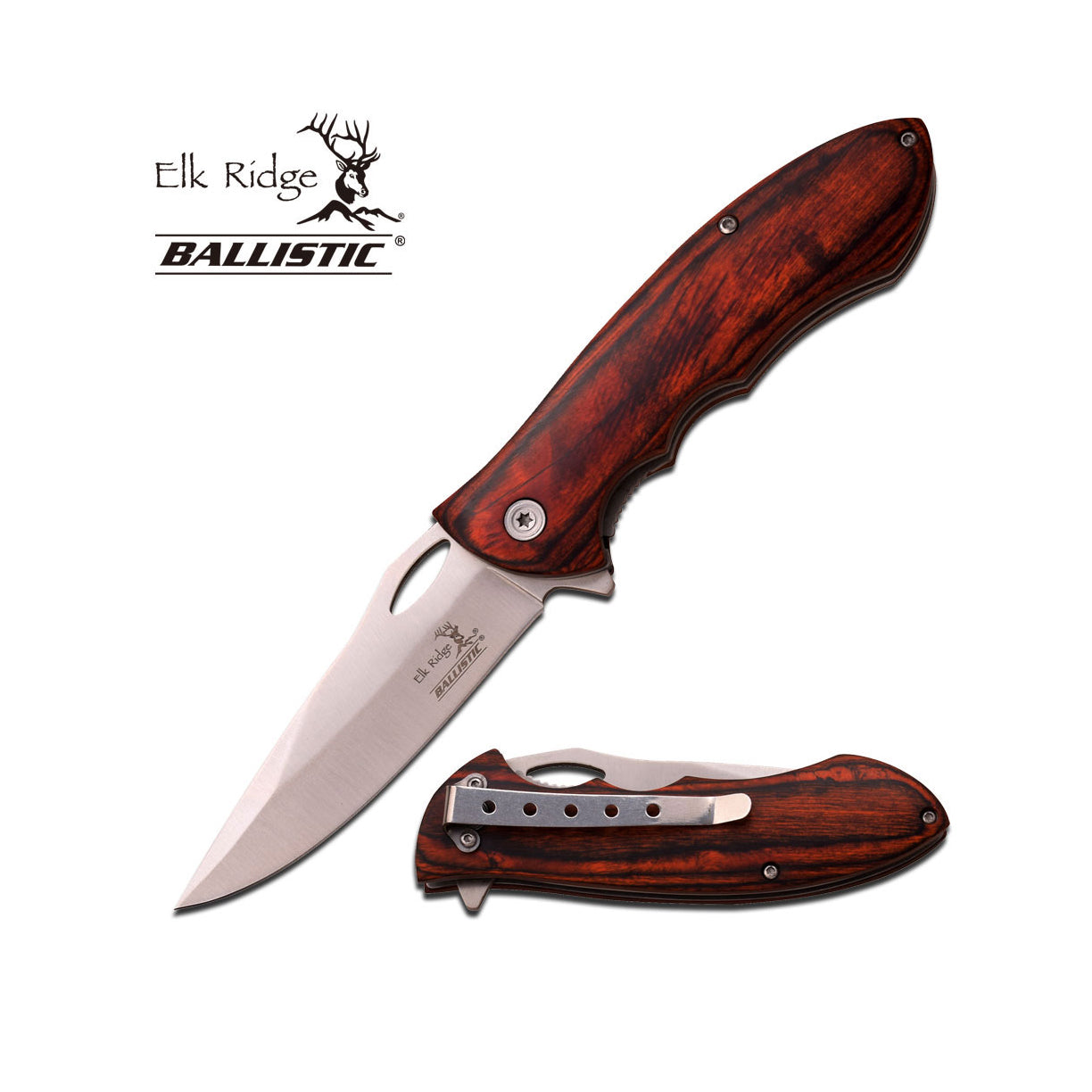 Navaja Elk Ridge Spring Assisted SATIN BLADE PAKKAWOOD HANDLE