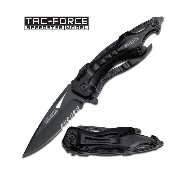 Navaja Spring Assisted ASA DE ALUMINIO CAMO NEGRO CON FORRO NEGRO
