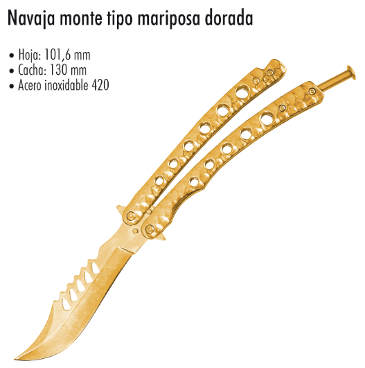 Navaja de Mariposa Dorada Balisong Curva - El Viajero del Norte