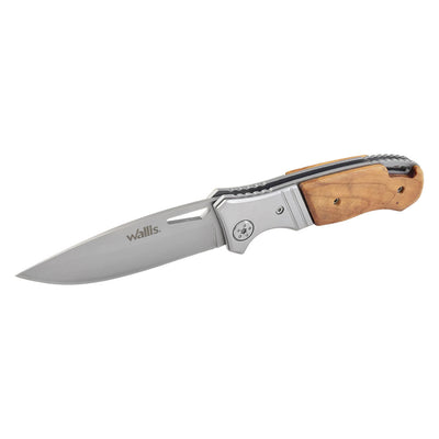 Navaja de acero inoxidable hoja plata mango madera dureza 54-56