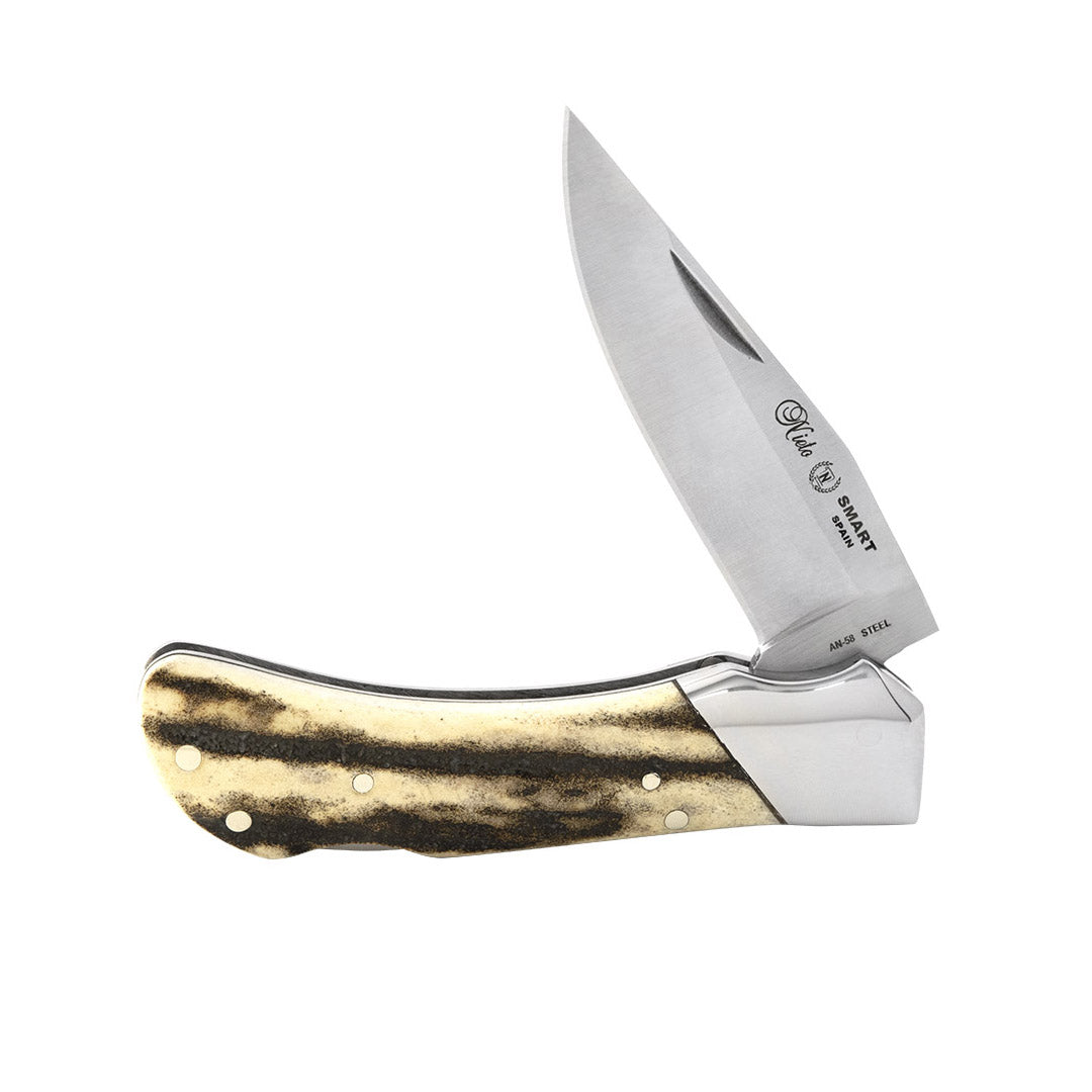 Navaja smart CON mango DE asta de ciervo CON hoja lisa 8 cm MIGUEL NIETO