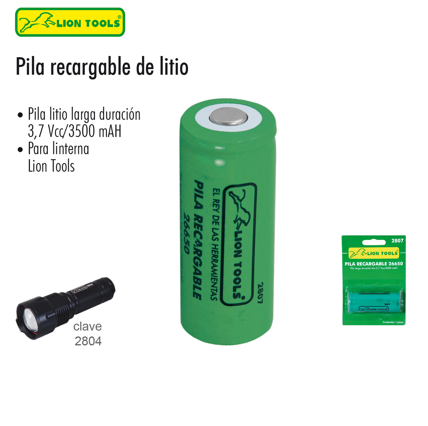 PILA RECARGABLE 26650 LION TOOLS