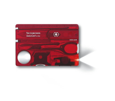 SwissCard Lite, rojo transparente, LED blanco