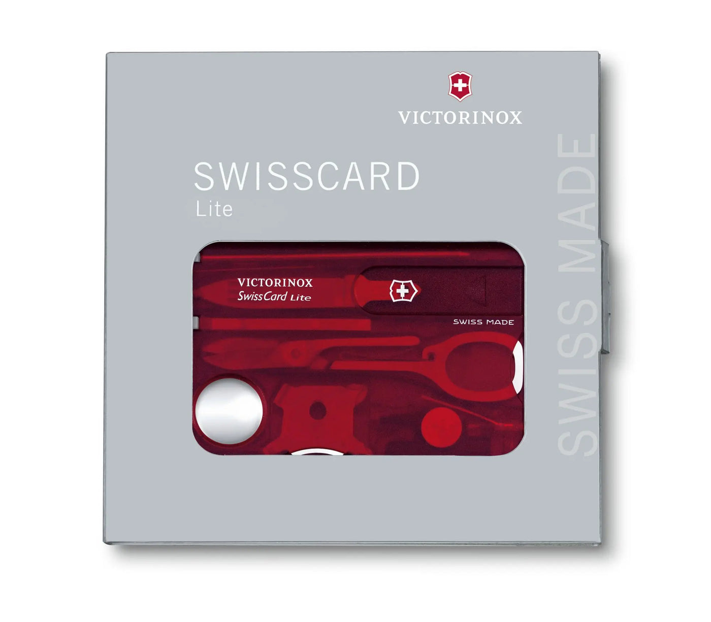 SwissCard Lite, rojo transparente, LED blanco
