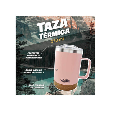TAZA TERMICA DE ACERO INOX,350 ML,ROSA