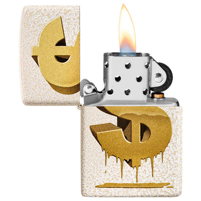 ENCENDEDOR ZIPPO MELTED DOLLAR MERCURY GLASS